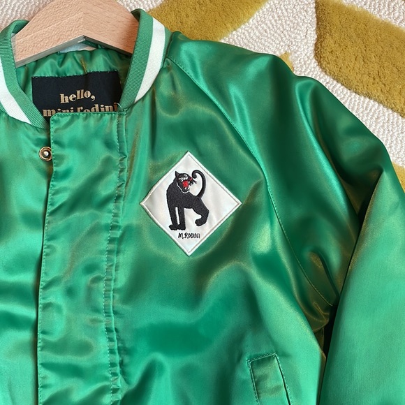 Mini rodini Emerald Green Satin Baseball Jacket Size 6-7 yr - Picture 2 of 11